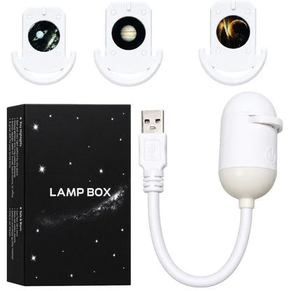 Galaxy Starry Sky Lamp Box | 2-in-1 Projector Night Light with 3 Projection Lenses | Built-in Night Light